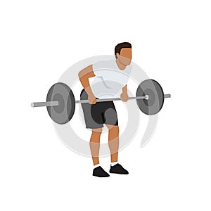 The athlete performs the bent-over rows exercise