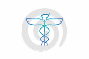Caduceus Eagle Logo. Medicine ancient vector emblem