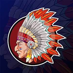 Cartoon american indian head mascot