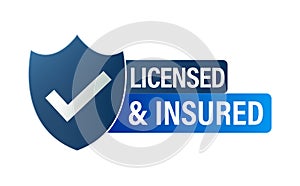 Licensed and insured vector icon photo