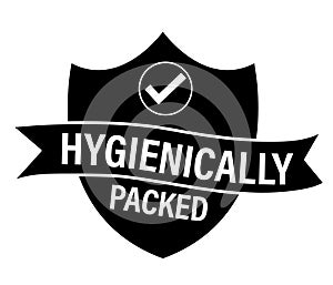 Hygienically packed vector icon with tick mark photo