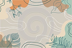 Flat Abstract Shape Background With irregural line and Floral Ornament