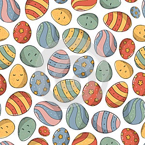 Easter seamless pattern with eggs