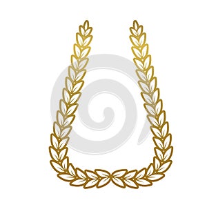 Laurel wreath gold emblem. Greek olive branch.