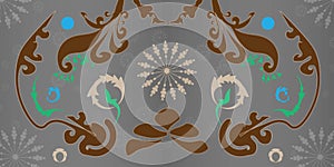 Batik textile design. consists of leaf and flower patterns