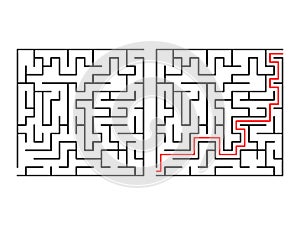 Labyrinth logic game way set. Maze challenge with red line route hint.