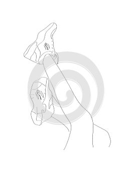 feet with sneakers with a stylish emblem