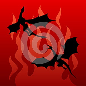 Poster of the black dragons on the backdrop of red fire for the series House of the Dragon photo