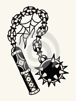 Vector illustration of flail in tattoo style