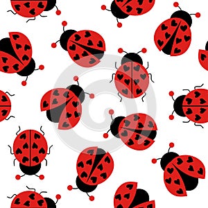 Cute ladybug seamless pattern. Seamless background with ladybug.