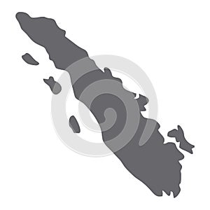 Map of Sumatra, a province of Indonesia. Simple flat gray icon on white background