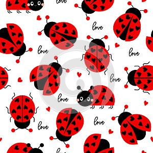 Cute ladybug seamless pattern. Seamless background with ladybug. Simple pattern