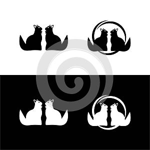 Cat animal vector logo design