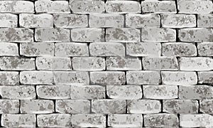 White brick wall texture vector background.