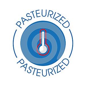 pasteurized vector stamp, blue in color photo