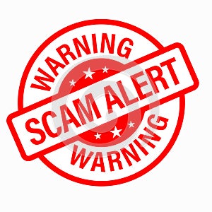 warning, scam alert, vector round icon
