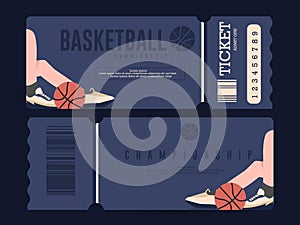 The basketball championship ticket for admitting one. Template and ticket poster design vector illustration. photo