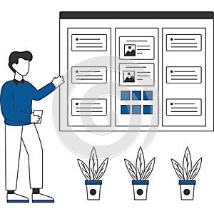 Employees doing planning of work Illustration