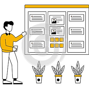 Employees doing planning of work Illustration