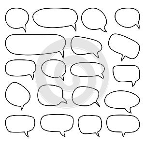 Set of hand drawn speech bubbles. Set of speech bubbles. Vector illustration isolated