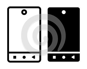 Smartphone icons set. Flat black silhouettes. Black icons isolated on white background.