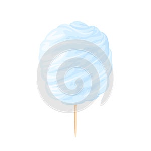 Blue cotton candy isolated on white background. Vector cartoon illustration.