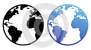 Globe icon. World map. Set of icons. Flat icon isolated on white background.