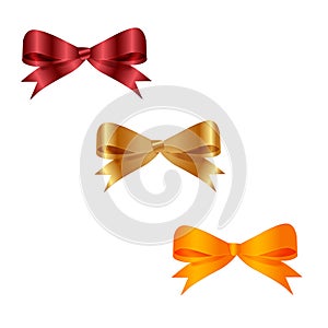 A set of bows for decorating gifts