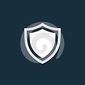 White shield icon. Vector illustration