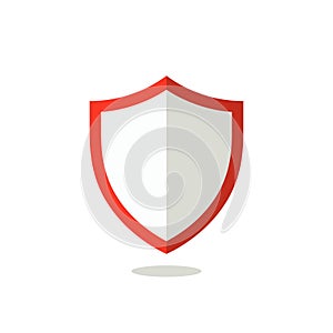 Red and white shield icon. Vector illustration