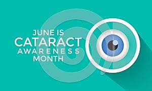 Cataract awareness month is observed every year in June. It cause by clouding on the lens of the eyes photo