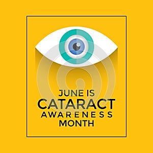 Cataract awareness month is observed every year in June. It cause by clouding on the lens of the eyes photo