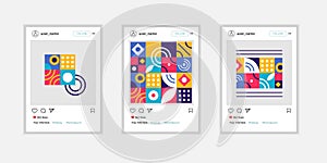 Social media photo frame template stories mobile interface