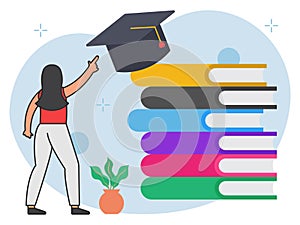 Girl showing graduation book