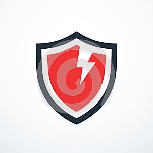 Broken cracked shield icon. Vector illustration