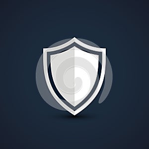 White shield icon. Vector illustration