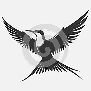 Majestic Tern Silhouette Soaring Across the Sky