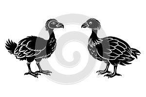 Vector silhouette image of Dodo Birds.