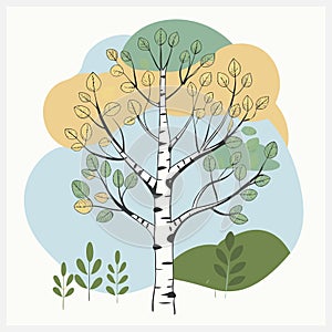 Majestic Aspen Tree Vector Illustration