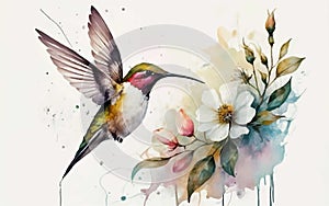 Hummingbird art and illustration Generative AI photo