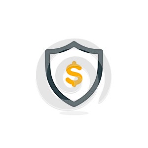Dollar shield icon. Vector illustration
