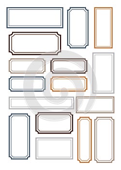 Set of digital pictures, frames and labels, vintage style