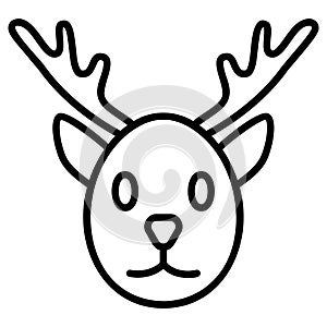 Close-Up Reindeer Head Black Outline Icon