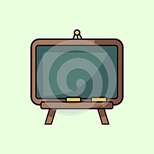 Illustration of a blackboard with chalk on a wooden stand, suitable for school, study, education,