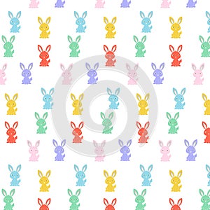 Cute Colorful Bunny Seamless Pattern â Cartoon Rabbit Background Design