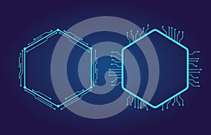 Futuristic Circuit Frame, Tech Hexagon Digital Interface Design