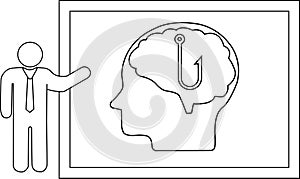 Brain Hook Mind Control, Manipulation, Persuasion Concept