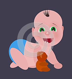 Art illustration crawling baby