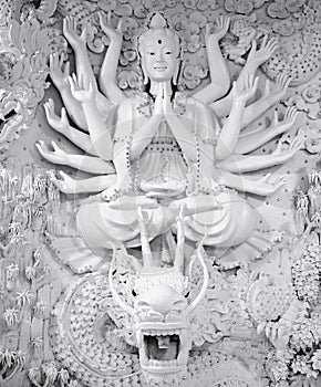 Art inside Guan Yin, Big White Buddha in Chiang Rai, Thailand