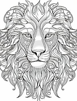 Art lion doodle drawing